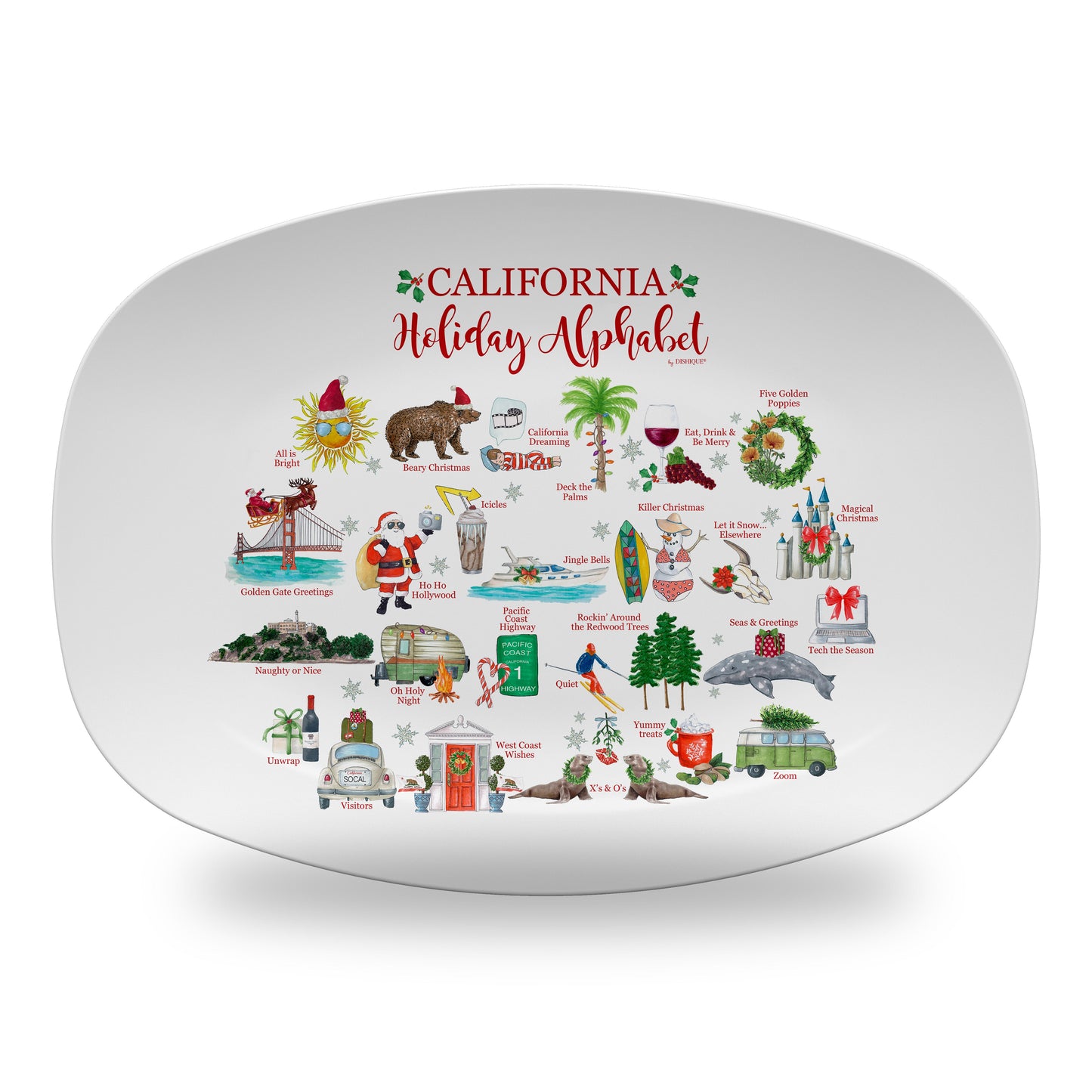 California Holiday Alphabet 14" DecoWare Polymer Platter