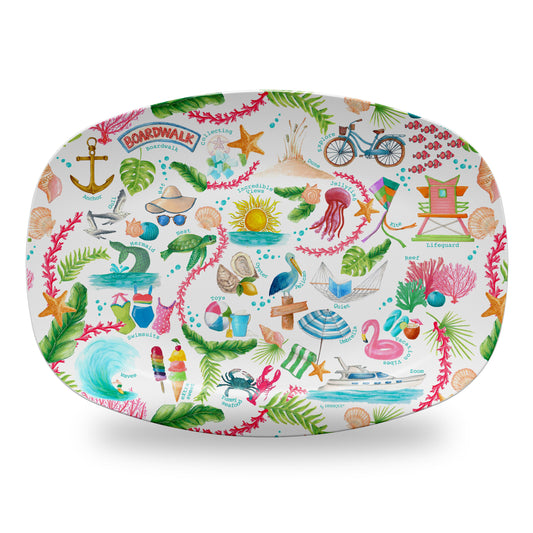 Beach Alphabet Pattern 14" DecoWare Polymer Platter