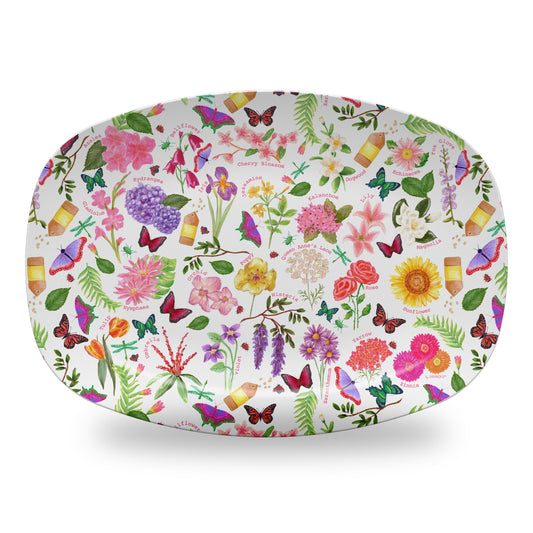 Botanical Alphabet Pattern 14" DecoWare Polymer Platter