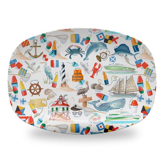 Coastal Alphabet Pattern 14" DecoWare Polymer Platter