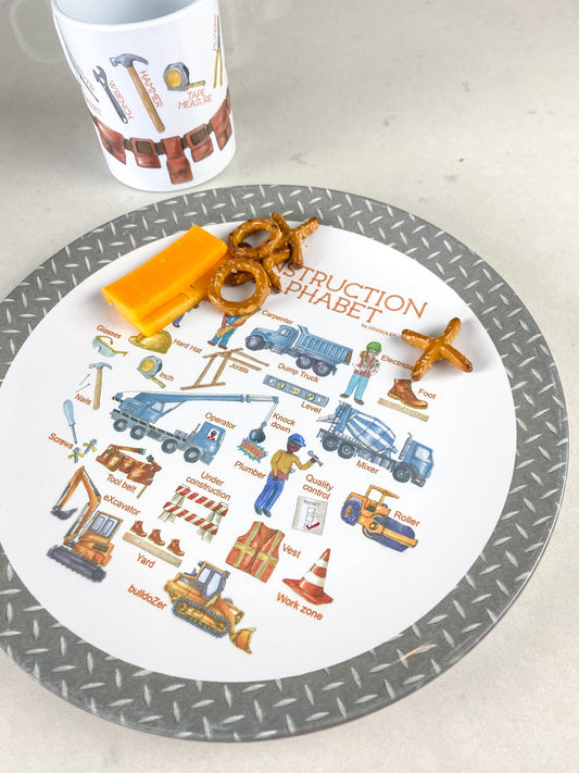 Construction Alphabet 10" Plastic Plate